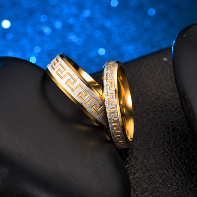 KarmaRipple's Tibetan Great Wall Pattern Titanium Steel Balance Ring p4