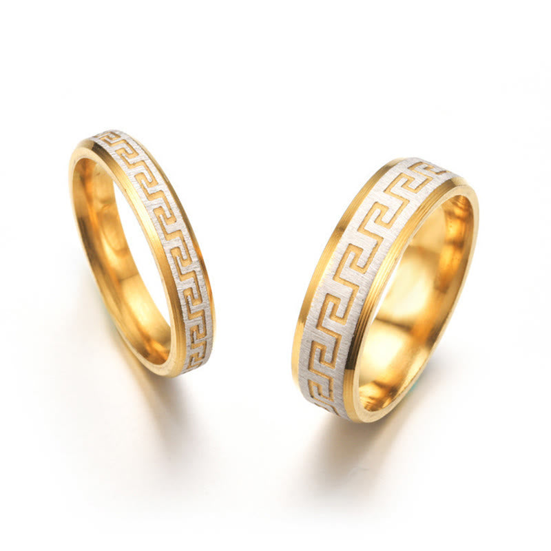 KarmaRipple's Tibetan Great Wall Pattern Titanium Steel Balance Ring p5