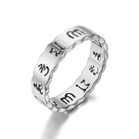 KarmaRipple's Tibetan Hollow Om Mani Padme Hum Titanium Steel Balance Ring