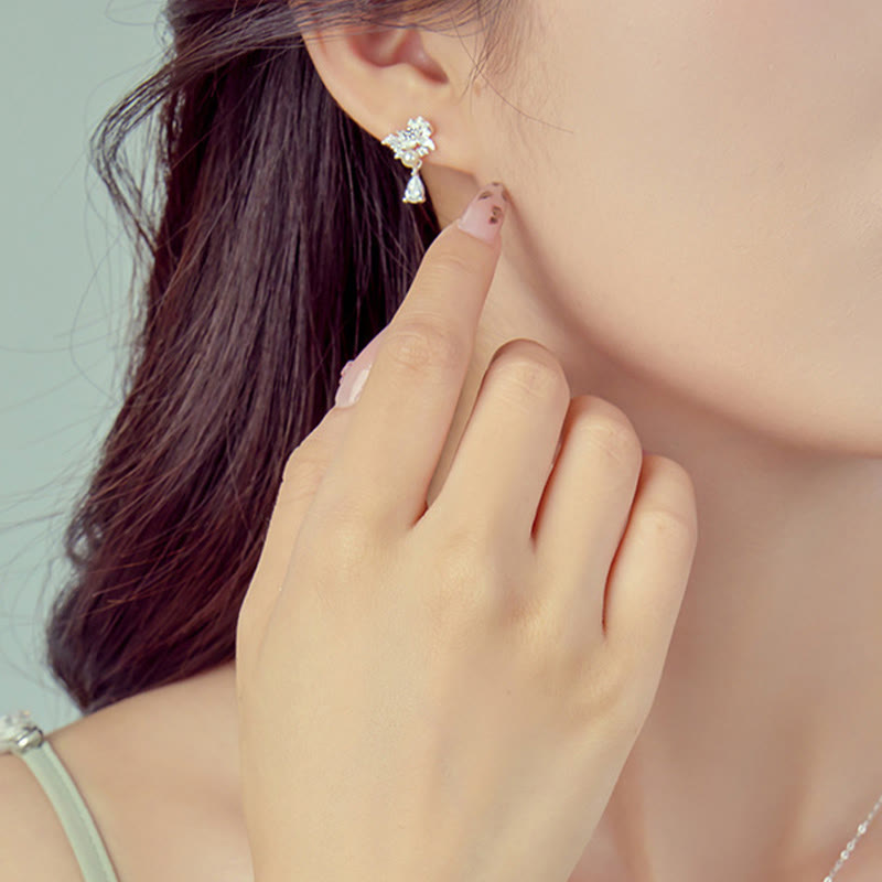 KarmaRipple's Hetian Jade 925 Sterling Silver Cubic Zirconia Pearl Abundance Earrings p4