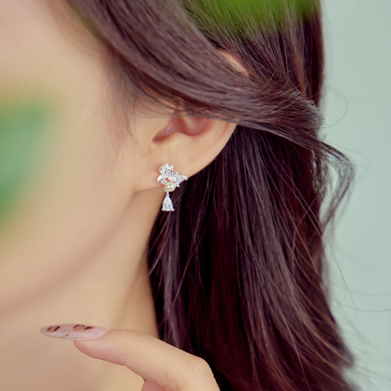 KarmaRipple's Hetian Jade 925 Sterling Silver Cubic Zirconia Pearl Abundance Earrings p8