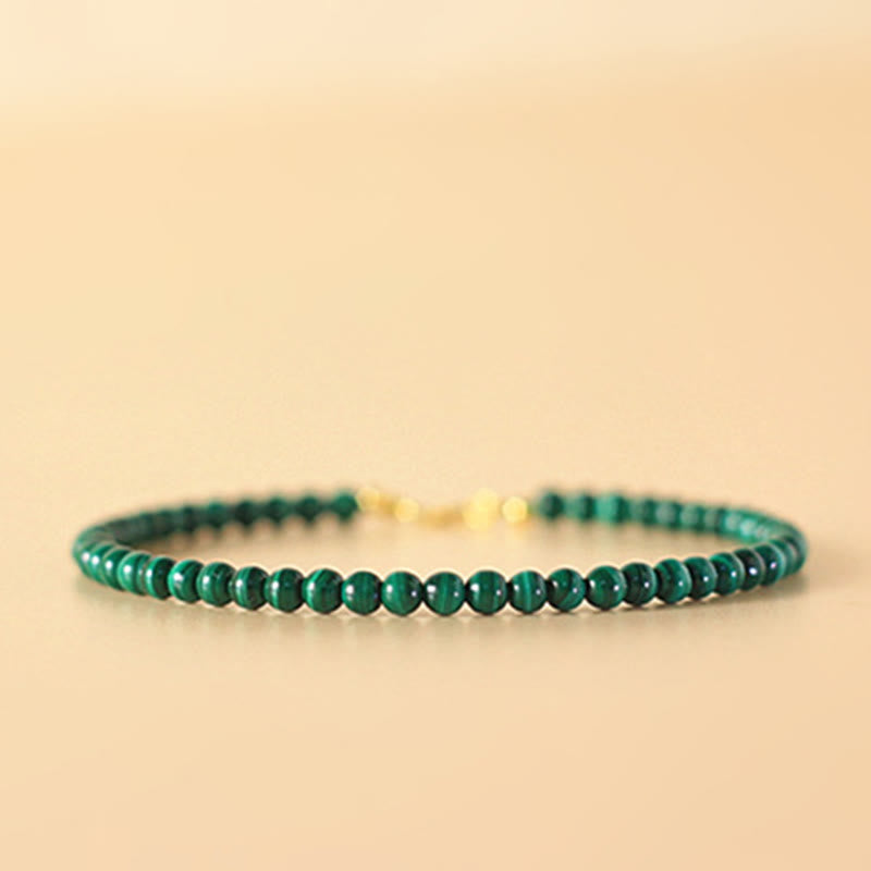 KarmaRipple's 4mm Authentic Malachite Beadwork 14k Gold Plated Bronze Anti-anxiety Bracelet p9