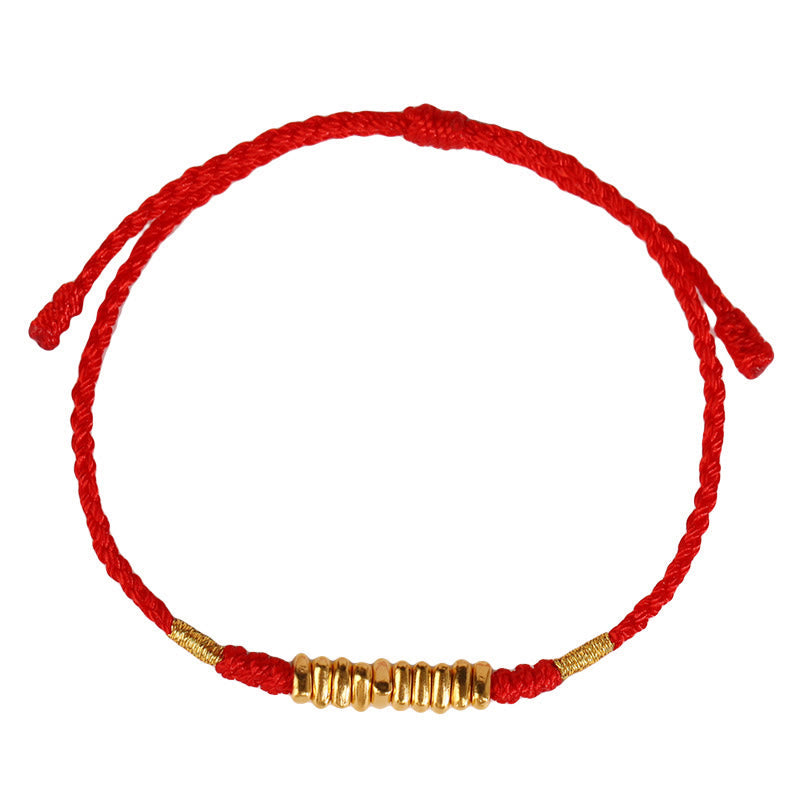 KarmaRipple's 999 Gold Small Pieces String Protection Fortune Ultra-Thin Woven Bracelet p13