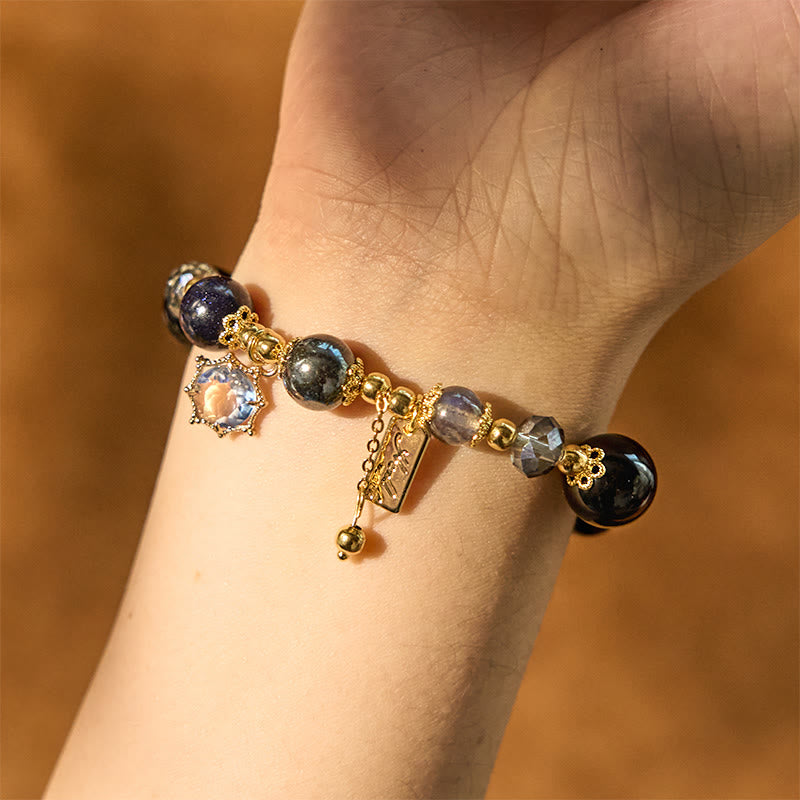 KarmaRipple's Authentic Black Obsidian Hematite Blue Sandstone Strength Bracelet p4