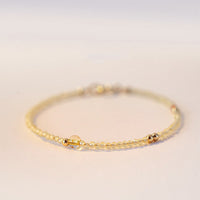 KarmaRipple's 2mm Ultra-thin Citrine 14K Gold Plated Bronze Beadwork Protection Bracelet