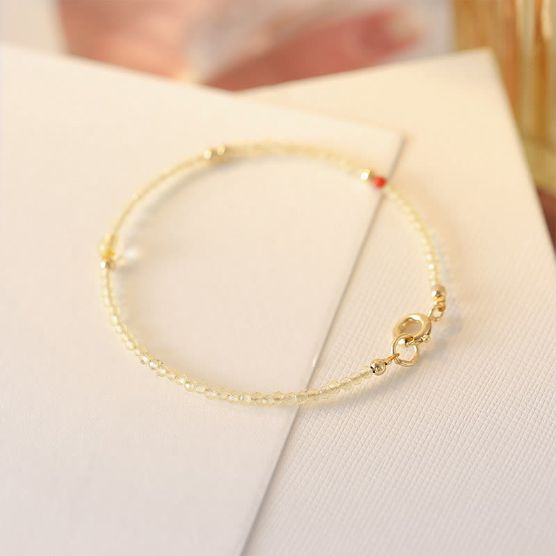 KarmaRipple's 2mm Ultra-thin Citrine 14K Gold Plated Bronze Beadwork Protection Bracelet p9