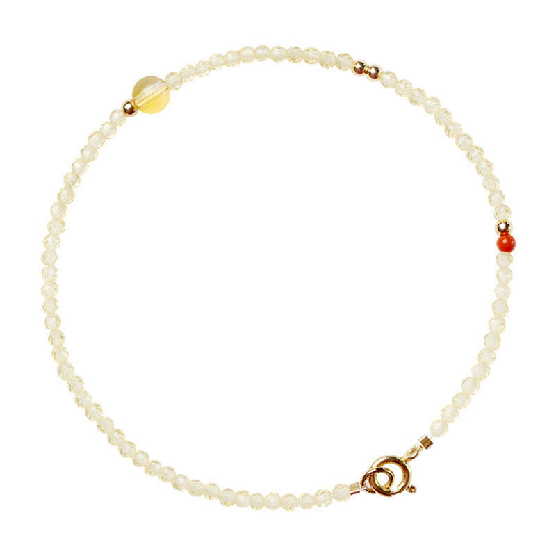 KarmaRipple's 2mm Ultra-thin Citrine 14K Gold Plated Bronze Beadwork Protection Bracelet p13