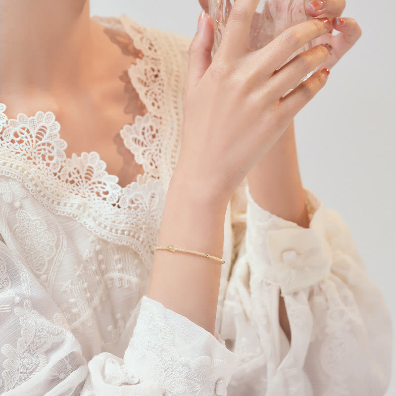 KarmaRipple's 2mm Ultra-thin Citrine 14K Gold Plated Bronze Beadwork Protection Bracelet p12