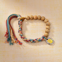 KarmaRipple's Tibetan Colored Rope Bodhi Seed Zakiram Goddess Of Wealth Adjustable Protection Bracelet