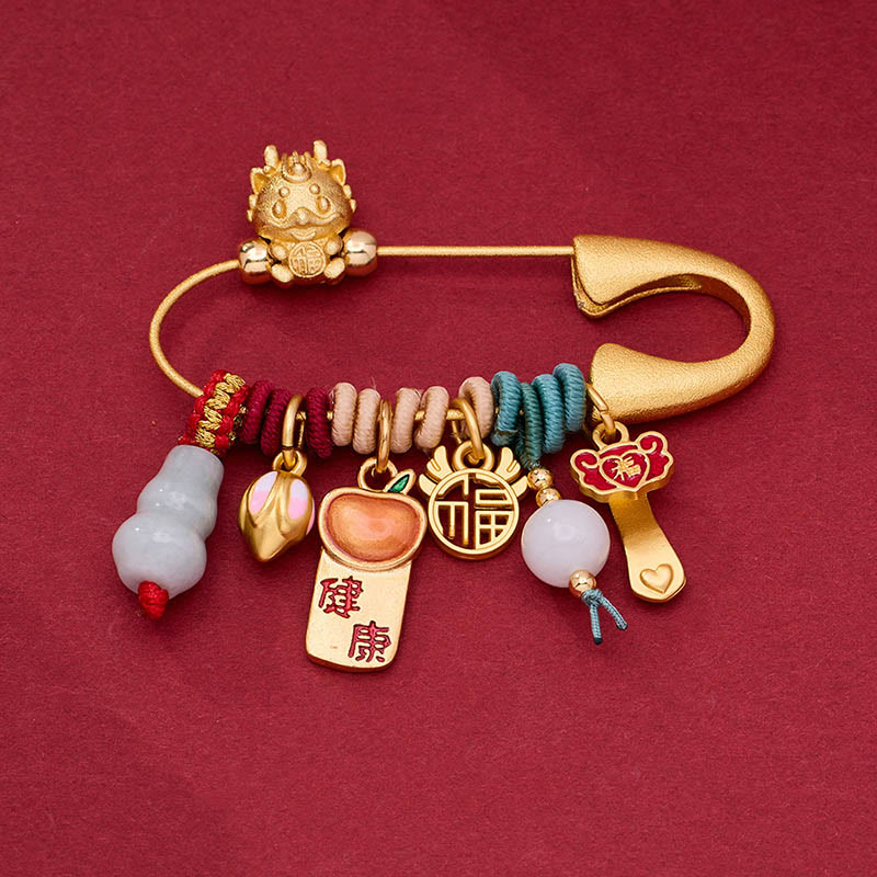 KarmaRipple's Dragon Fu Character Attract Fortune Brass Protection Brooch p6