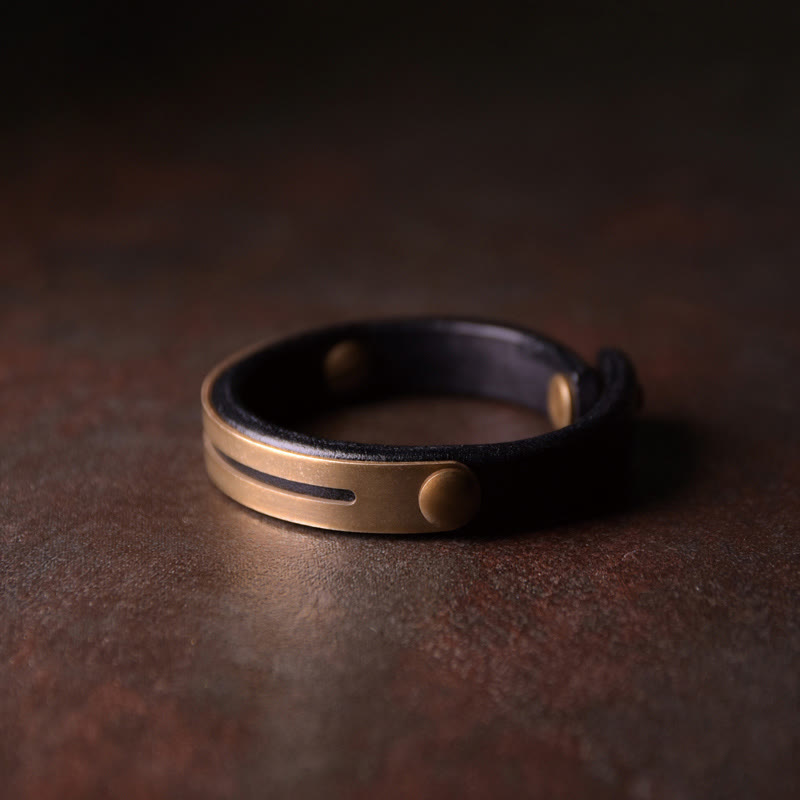 KarmaRipple's Vintage Leather Bronze Brass Balance Bangle Bracelet p20