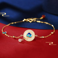 KarmaRipple's 925 Sterling Silver Authentic Hetian Jade Auspicious Clouds Abundance Bracelet