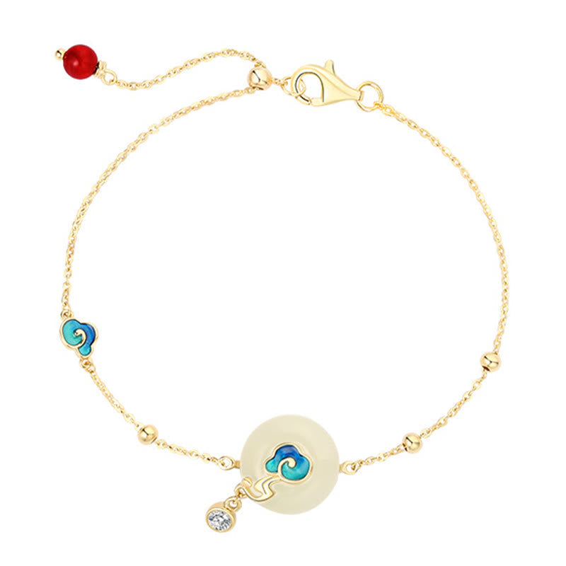 KarmaRipple's 925 Sterling Silver Authentic Hetian Jade Auspicious Clouds Abundance Bracelet p5