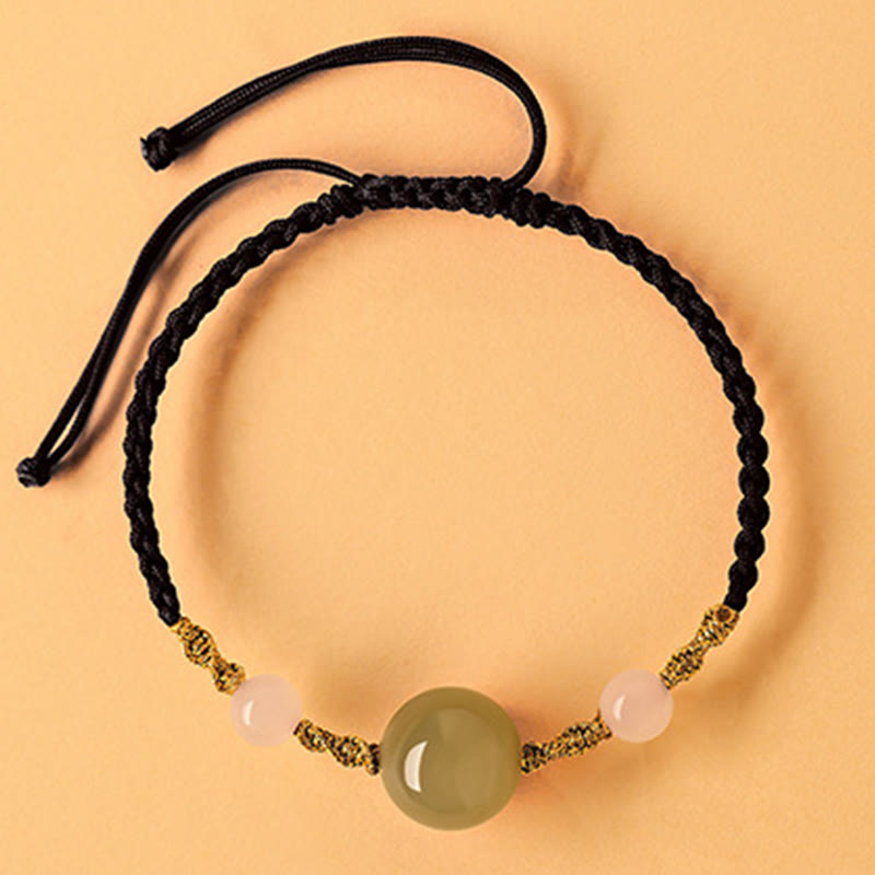 KarmaRipple's Hetian Jade Black Onyx Red Agate Bead Fortune Woven Bracelet p27