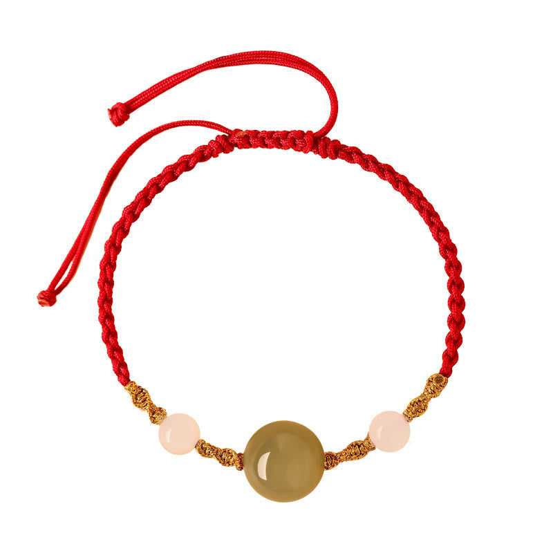 KarmaRipple's Hetian Jade Black Onyx Red Agate Bead Fortune Woven Bracelet p23