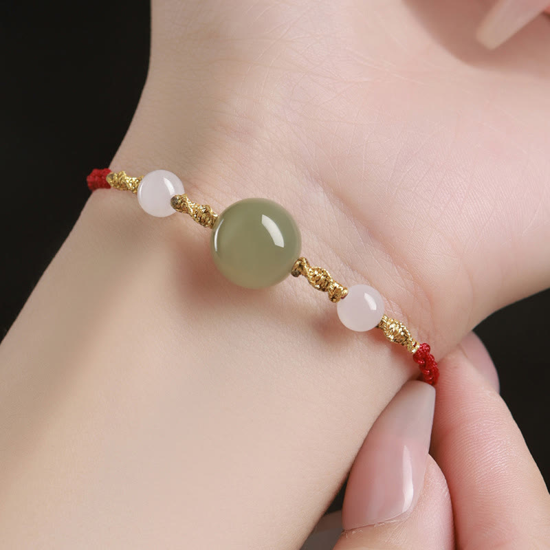 KarmaRipple's Hetian Jade Black Onyx Red Agate Bead Fortune Woven Bracelet p10