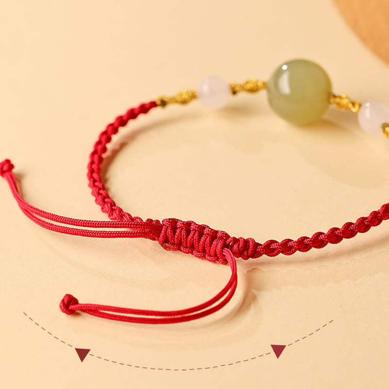 KarmaRipple's Hetian Jade Black Onyx Red Agate Bead Fortune Woven Bracelet p17