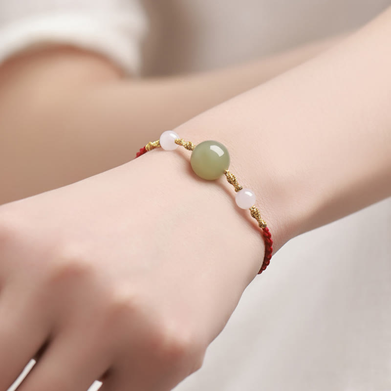 KarmaRipple's Hetian Jade Black Onyx Red Agate Bead Fortune Woven Bracelet p14