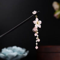 KarmaRipple's Artistic Style Pear Blossom Tassel Wood Hairpin