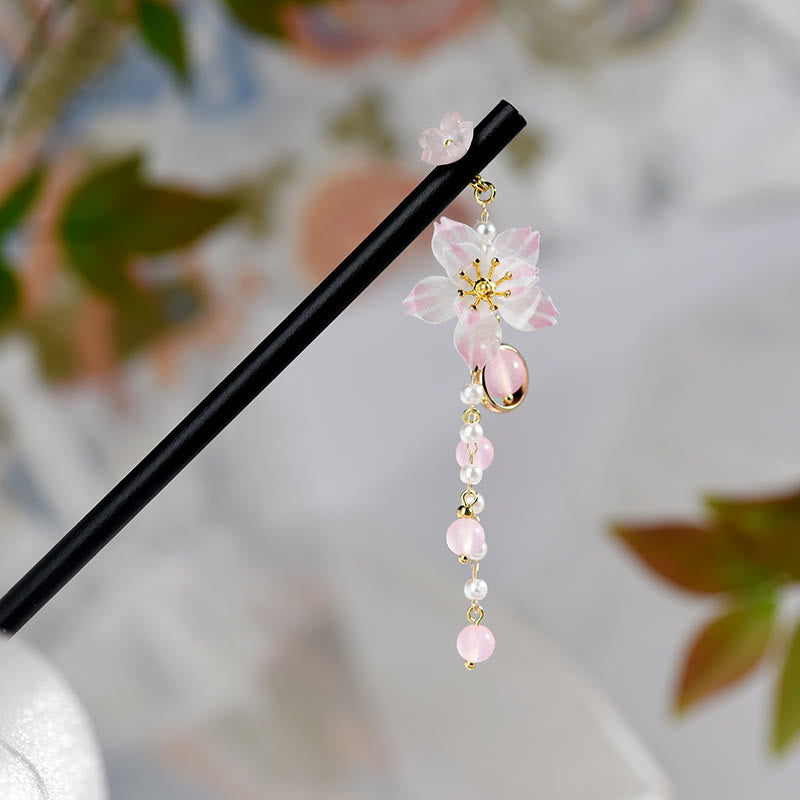 KarmaRipple's Artistic Style Pear Blossom Tassel Wood Hairpin p3