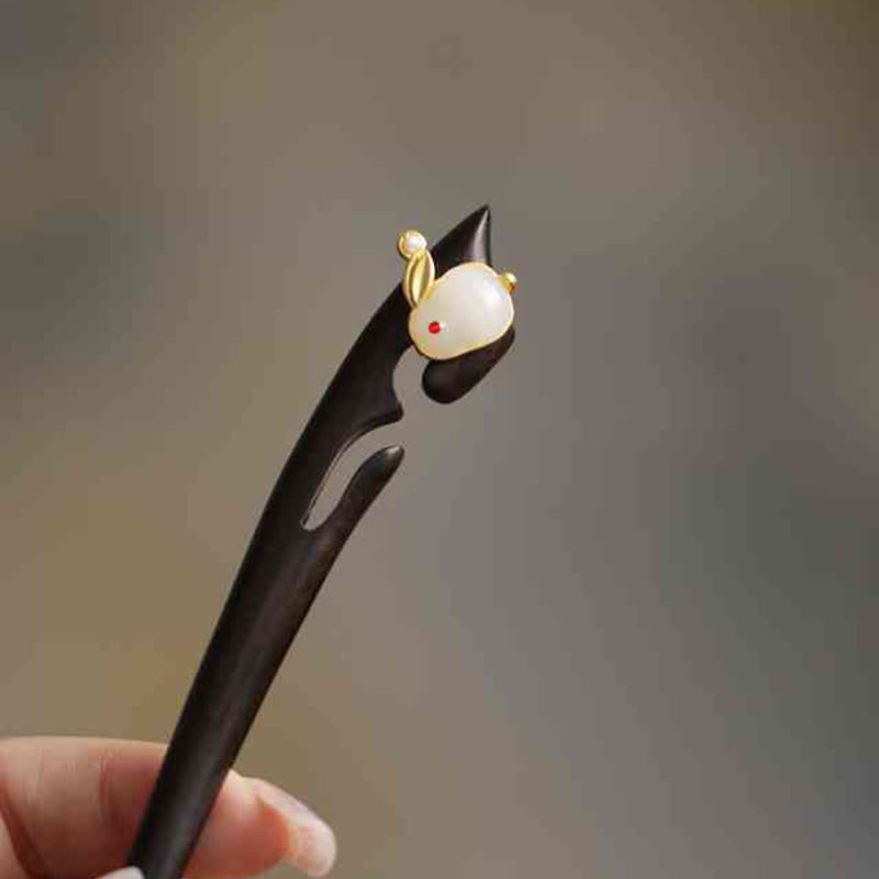 KarmaRipple's Auspicious Cloud Sandalwood Rabbit Protection Hairpin p8