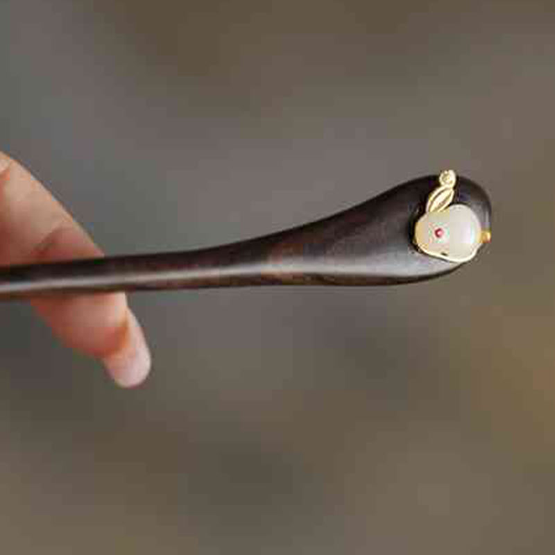 KarmaRipple's Auspicious Cloud Sandalwood Rabbit Protection Hairpin p4