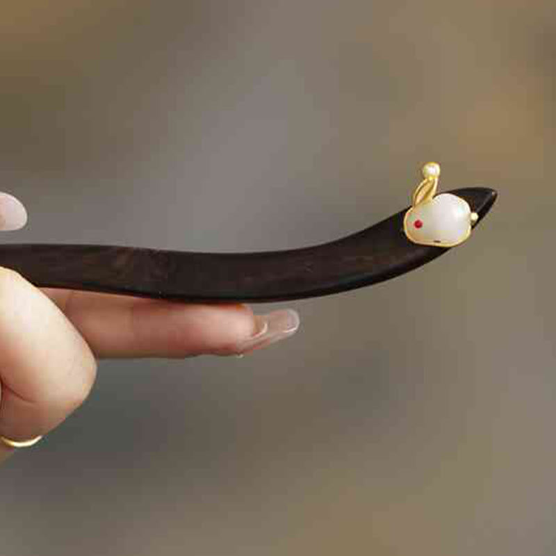 KarmaRipple's Auspicious Cloud Sandalwood Rabbit Protection Hairpin p45