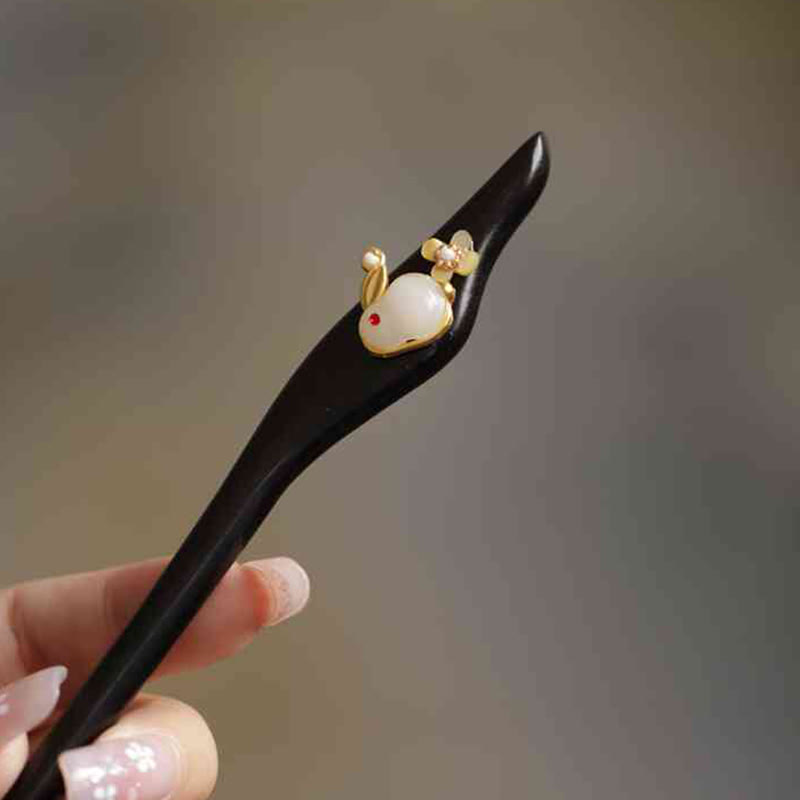 KarmaRipple's Auspicious Cloud Sandalwood Rabbit Protection Hairpin p9