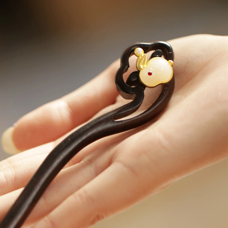 KarmaRipple's Auspicious Cloud Sandalwood Rabbit Protection Hairpin p15
