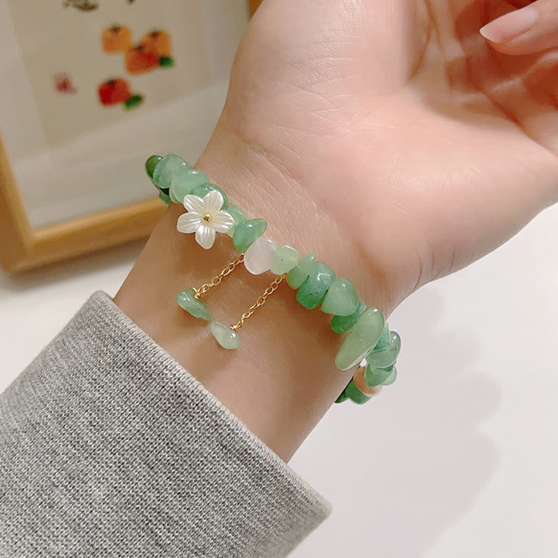 KarmaRipple's Authentic Strawberry Quartz Green Strawberry Quartz Super Seven Gemstone Flower Balancing Bracelet p12