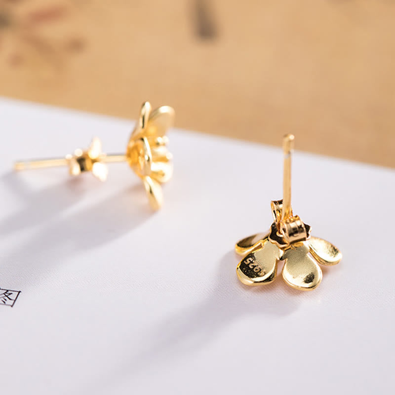 KarmaRipple's 925 Sterling Silver Golden Peach Blossom Balance Earrings p3