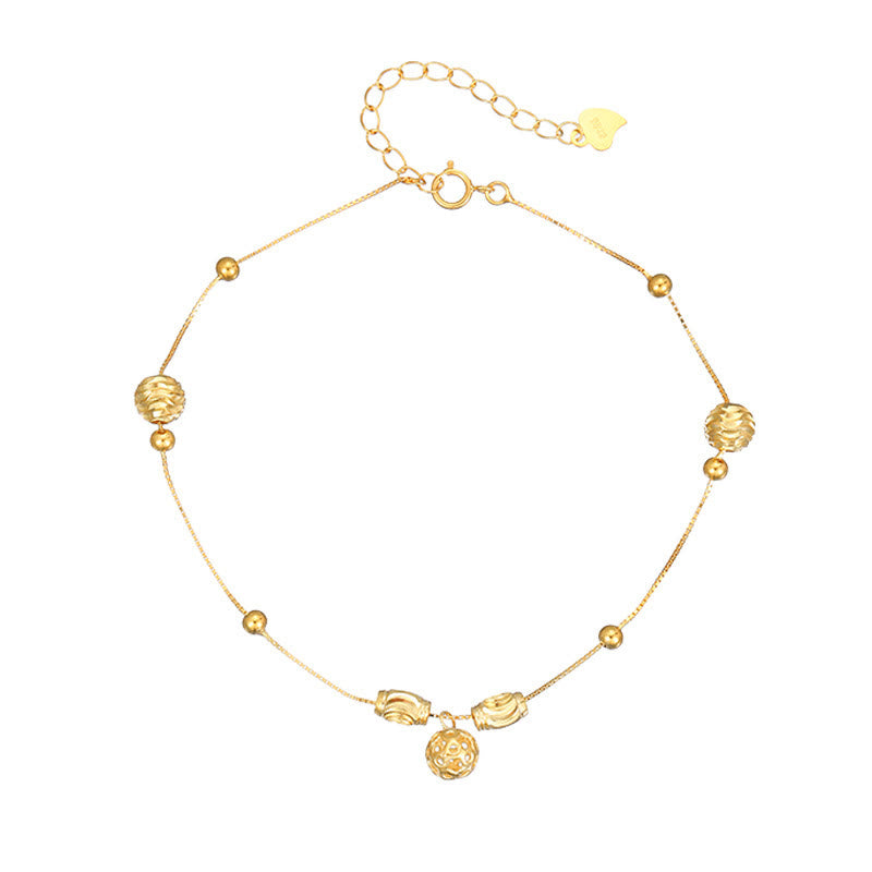 KarmaRipple's 925 Sterling Silver Simple Bell Bead Blessing Anklet p10