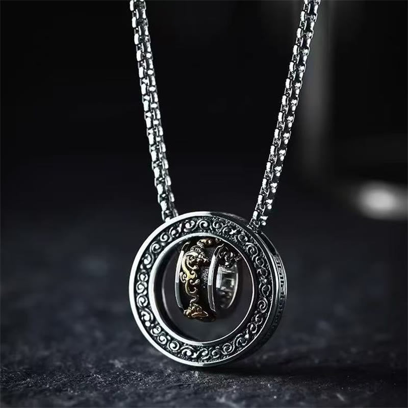 KarmaRipple's Double Ring PiXiu Peace Buckle Wealth Rotatable Pendant Necklace p1