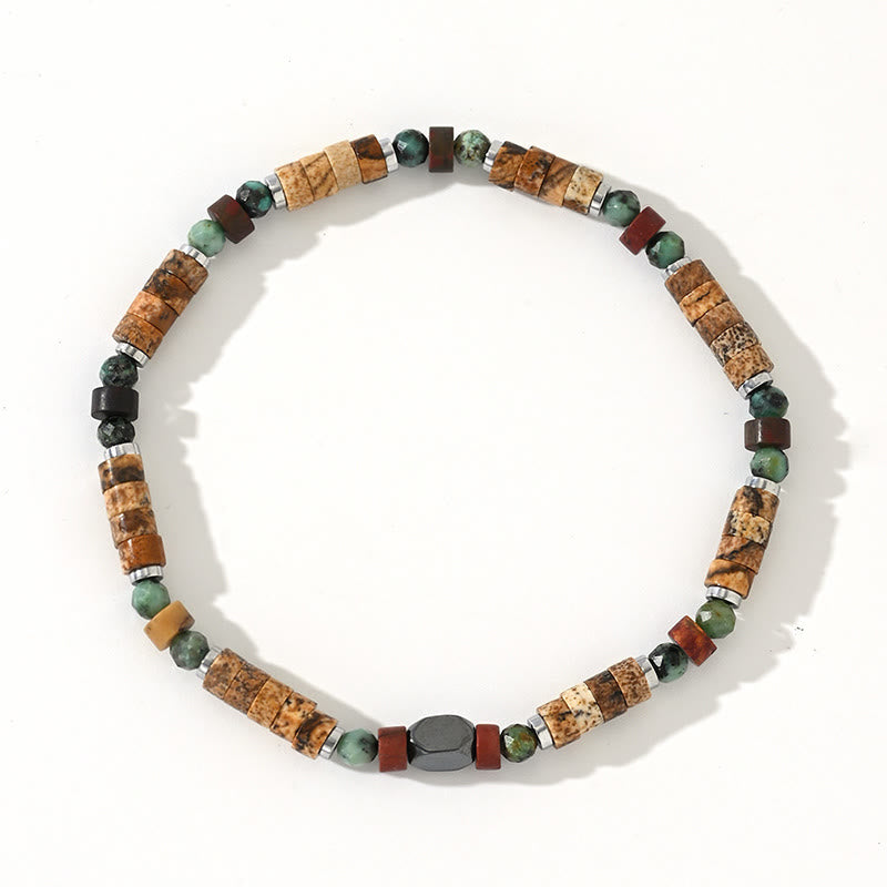 KarmaRipple's Authentic Stone Picture Jasper Turquoise Hematite Positive Bracelet p4