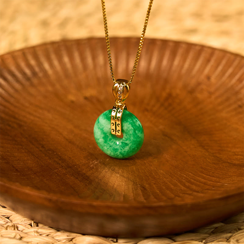 KarmaRipple's Cyan Jade Peace Buckle Balancing Fortune Pendant Necklace p1