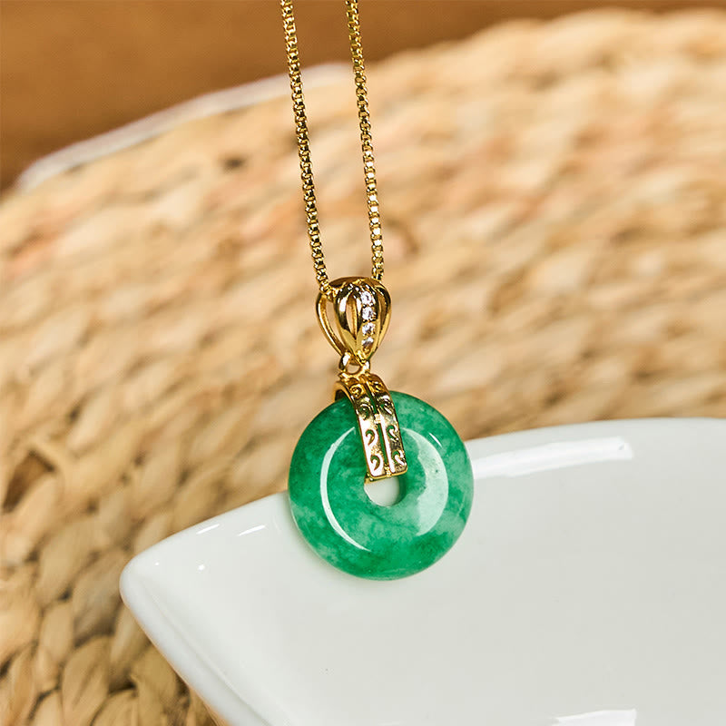 KarmaRipple's Cyan Jade Peace Buckle Balancing Fortune Pendant Necklace p3