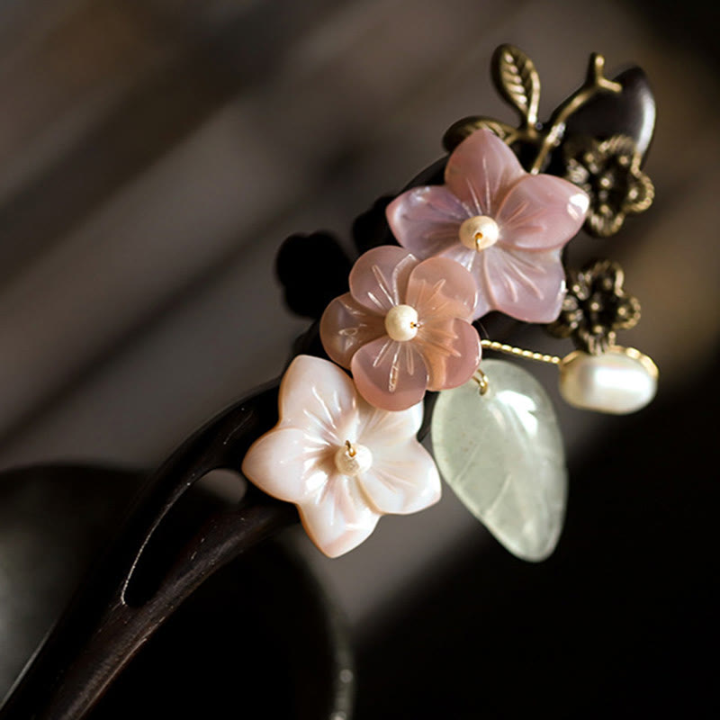 KarmaRipple's Ebony Shell Flower Leaves Blessing Hairpin p8