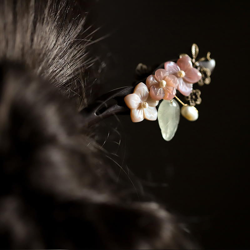 KarmaRipple's Ebony Shell Flower Leaves Blessing Hairpin p5