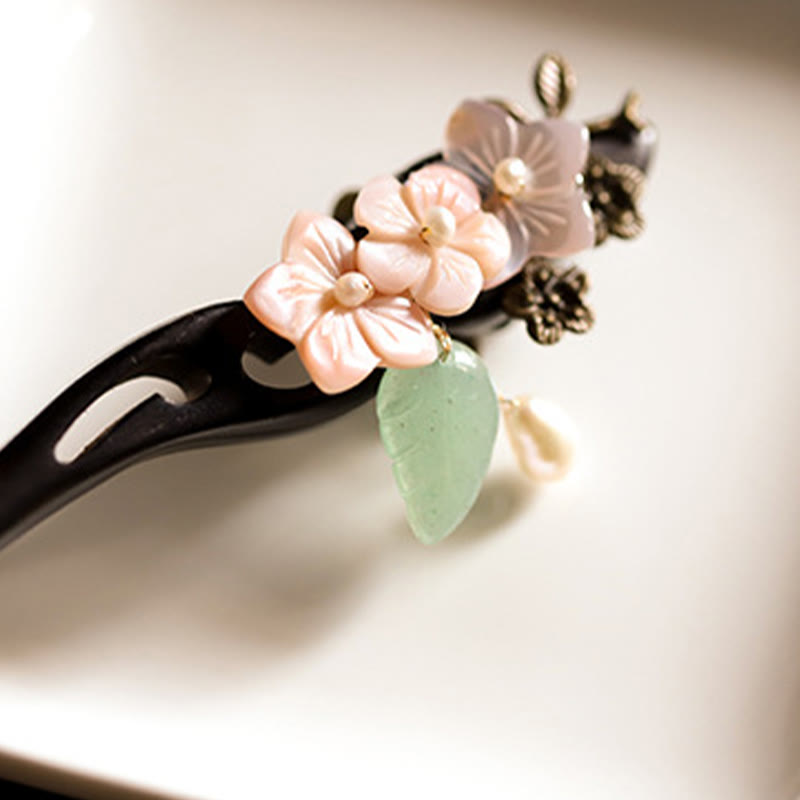 KarmaRipple's Ebony Shell Flower Leaves Blessing Hairpin p9
