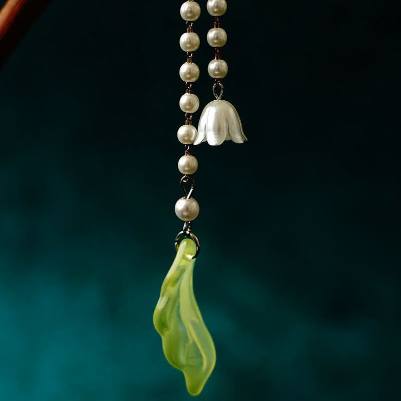 KarmaRipple's Grain Wood Liuli Lily Of The Valley Flowers Pearl Tassels Purity Hairpin p6