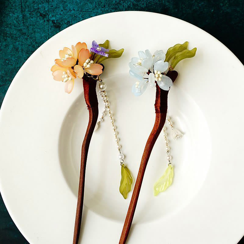 KarmaRipple's Grain Wood Liuli Lily Of The Valley Flowers Pearl Tassels Purity Hairpin p9