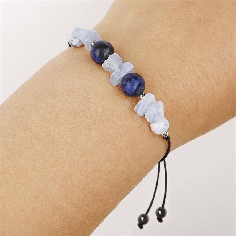 KarmaRipple's Don't Make Me Roar Purple Agate Blue Lace Agate Blue Sodalite Protection Bracelet p9