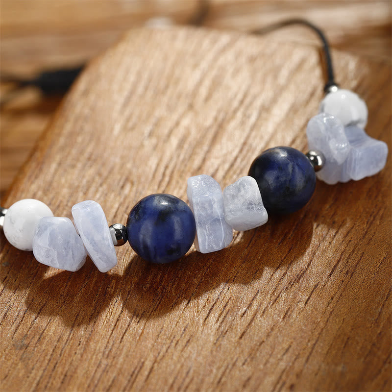 KarmaRipple's Don't Make Me Roar Purple Agate Blue Lace Agate Blue Sodalite Protection Bracelet p8