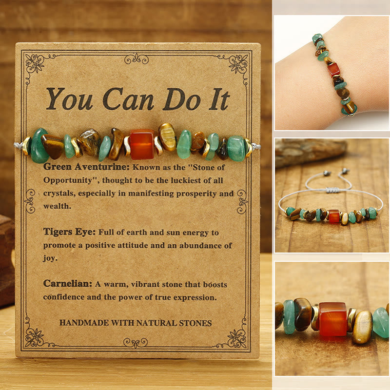 KarmaRipple's You Can Do It Green Aventurine Tiger Eye Carnelian Fortune Bracelet p1