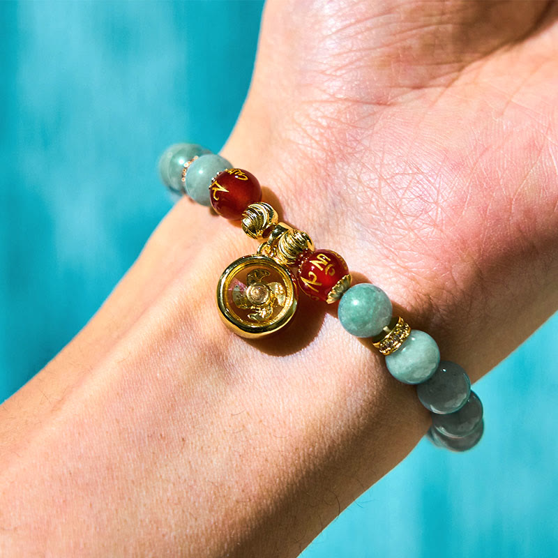 KarmaRipple's Authentic Green Jade Om Mani Padme Hum Cyclone Talisman Fortune Bracelet p4