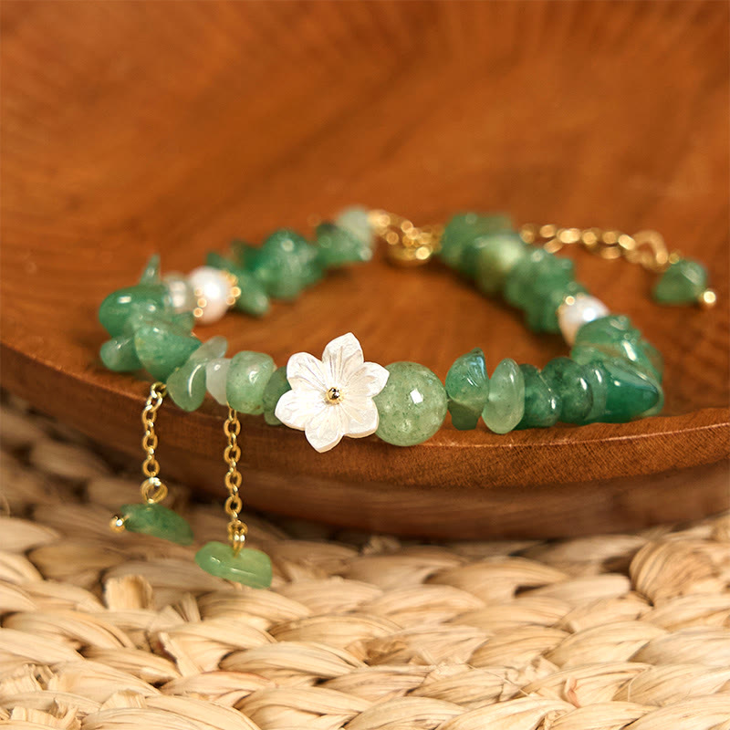 KarmaRipple's Authentic Strawberry Quartz Green Strawberry Quartz Super Seven Gemstone Flower Balancing Bracelet p4