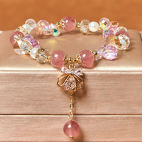 KarmaRipple's Authentic Strawberry Quartz Pearl Shell Positive Bracelet