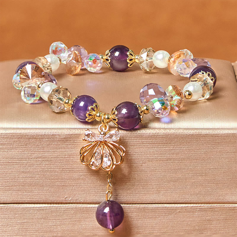 KarmaRipple's Authentic Amethyst Citrine Pearl Shell Peace Bracelet p13