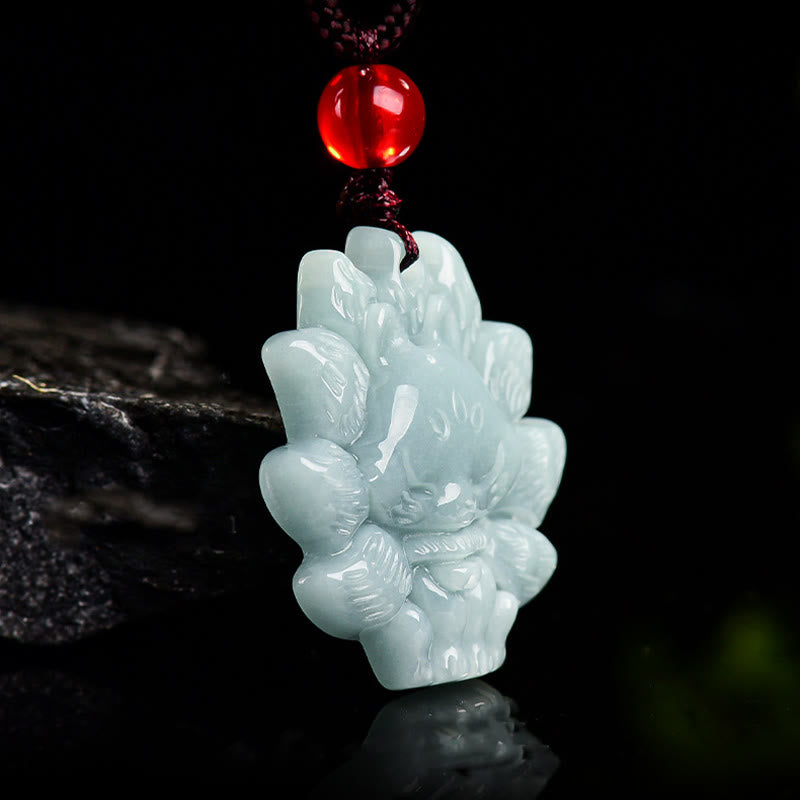 KarmaRipple's Authentic Green Jade Nine Tailed Fox Abundance Pendant Necklace p4