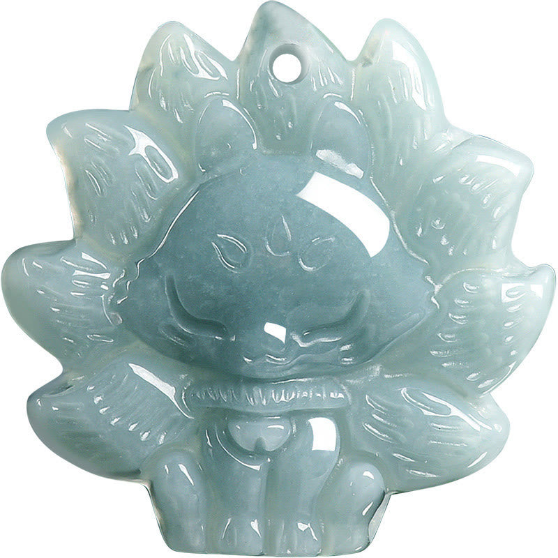 KarmaRipple's Authentic Green Jade Nine Tailed Fox Abundance Pendant Necklace p12